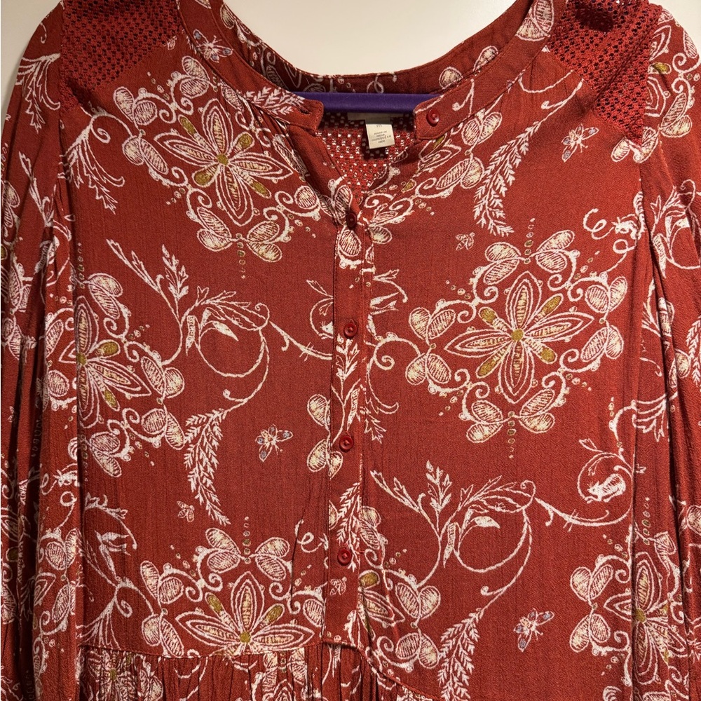 Hinge Rust Button-Down Tunic Dress - image 2